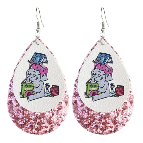 Wholesale Leather Print Teacher Reading Earrings