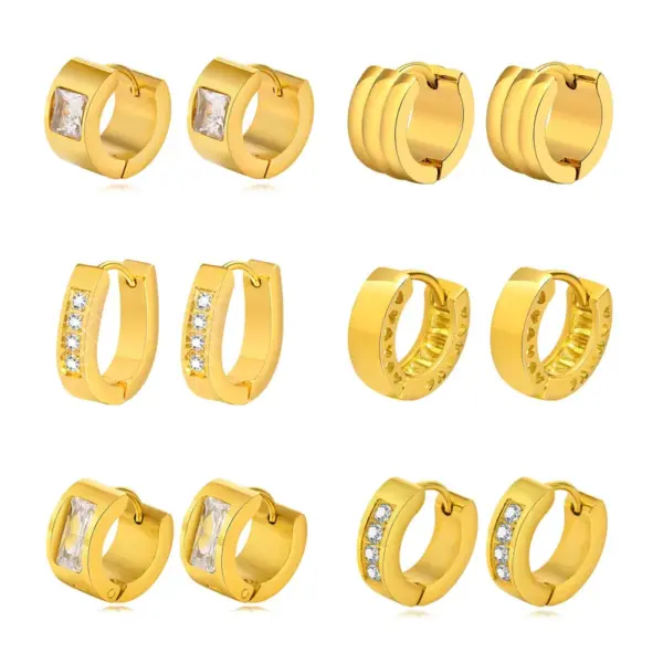 Wholesale PVD Coated Gold Plated Solid Color 201 Stainless Steel Streetwear Waterproof Non Tarnish Hoop Earrings