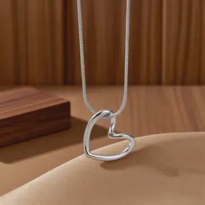 X06169-Twisted Heart-Necklace-Steel Color