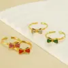 Wholesale PVD Coated 18K Gold Plated Bow Knot 304 Stainless Steel Retro Sweet Waterproof Non Tarnish Open Rings