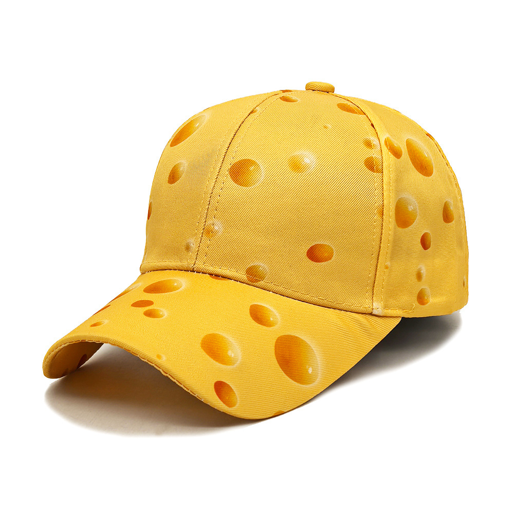 Wholesale Amazon New Cheese Pattern Printed Baseball Cap Fashionable Women's Casual All-match Travel Sun Hat for Men