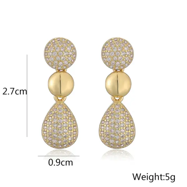 Wholesale 1 Pair Retro Simple Style Commute Round Water Droplets Inlay Copper Zircon 18K Gold Plated Drop Earrings