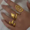 304 Stainless Steel Geometric Ion Plating (IP) 18K Real Gold Plated Casual Simple Style Waterproof Non Tarnish Open Rings