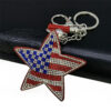 Wholesale Diamond studded national flag five pointed star keychain