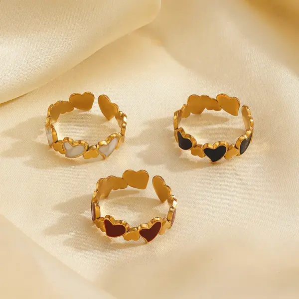 Ion Plating (IP) 18K Gold Plated Heart Shape 304 Stainless Steel Simple Style Waterproof Non Tarnish Open Rings