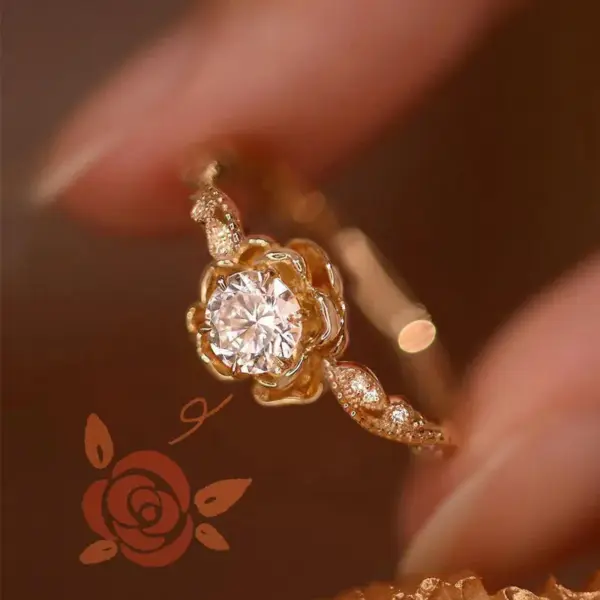 Wholesale Copper Inlay Flower Zircon Rings