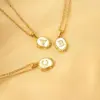 Wholesale Jewelry IG Style Letter Titanium Steel Shell 18K Gold Plated Inlay Pendant Necklace