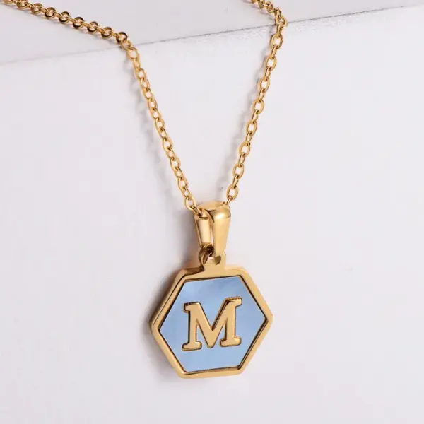 PVD Coated 18K Gold Plated Letter 304 Stainless Steel Simple Style Waterproof Non Tarnish 304 Stainless Steel Pendant Necklace
