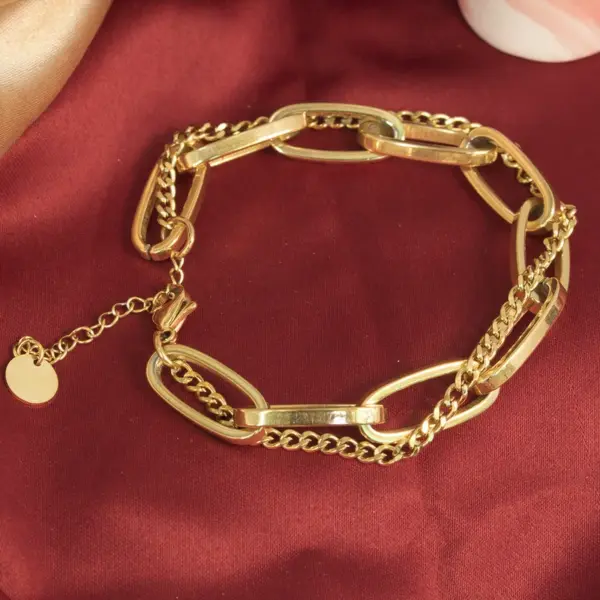 Wholesale PVD Coated 18K Gold Plated Geometric 304 Stainless Steel Waterproof Non Tarnish 304 Stainless Steel Bracelets