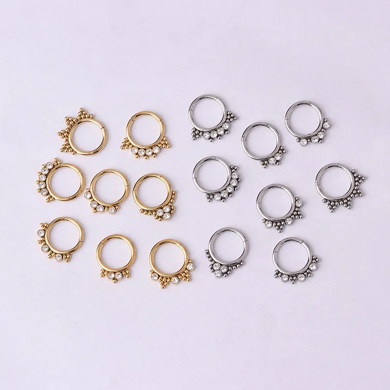 Wholesale 316L Stainless Steel Nose Rings & Studs Geometric Waterproof Non Tarnish Surgical Steel