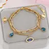 Wholesale Fashion Four Leaf Clover Eye Titanium Steel Plating Bracelets 1 Piece