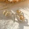 Wholesale 1 Pair Elegant Luxurious Shiny V Shape Plating Hollow Out Inlay Copper Zircon 18k Gold Plated Earrings