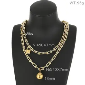 Gold Necklace Kn200872-Z [Chain Is Copper, Accessories Are Stainless Steel]]