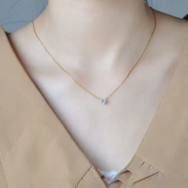 Wholesale Titanium Steel Simple Style Geometric Plating Inlay Zircon Pendant Necklace
