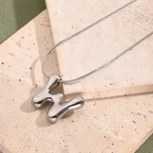 W Necklace (Steel Color) / Length: 450mm / 1 Strand/Package