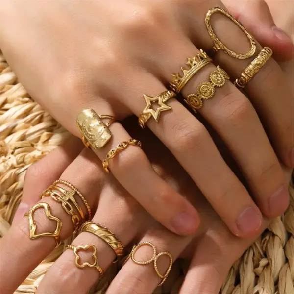 Wholesale Jewelry Retro Devil's Eye Star Heart Shape 304 Stainless Steel Open Rings