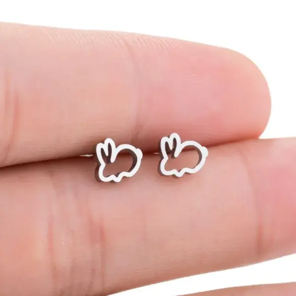 PVD Coated 18K Gold Real Gold Plated Rabbit Animal 304 Stainless Steel Japanese Style Waterproof Non Tarnish Ear Studs