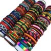 Wholesale 100 arbitrary mixed color hand-woven leather bracelet