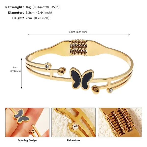 Wholesale Elegant Lady Letter Heart Shape Butterfly 304 Stainless Steel Bangle In Bulk