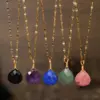 Wholesale ZhouHang Natural Stone Pendant Necklace Aquamarine Amethyst Drop Shape Cut Jewelry Sweet Style Earrings Accessories