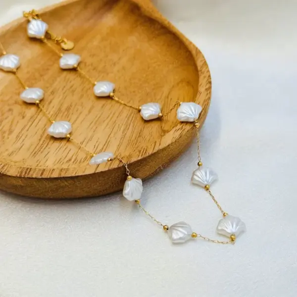 Wholesale Jewelry Casual Marine Style Geometric 304 Stainless Steel Imitation Pearl Stainless Steel Necklaces