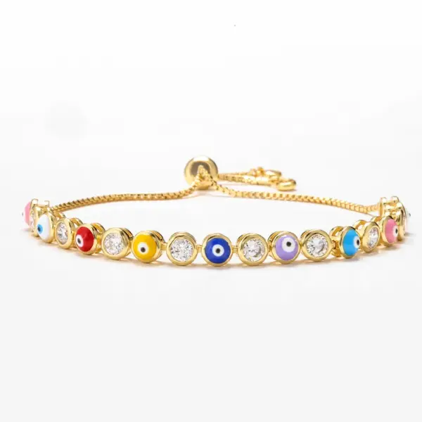 Wholesale Plated Geometric Colorful Devil's Eye Copper Fashion Enamel Copper Bracelets