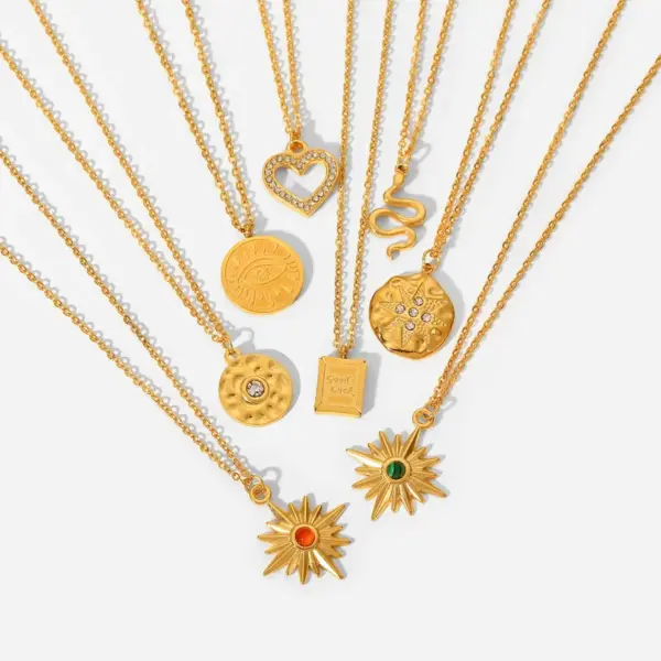 Wholesale Jewelry Fashion Geometric Stainless Steel Titanium Steel PVD Coated Plating Pendant Necklace