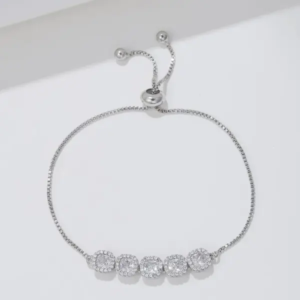 Wholesale Glam Round Stainless Steel Copper 18k Gold Plated Rose Gold Plated Silver Plated Zircon Bracelets In Bulk