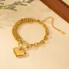 304 Stainless Steel Heart Shape PVD Coated 18K Real Gold Plated Elegant Romantic Waterproof Non Tarnish Plating Gold Bracelets