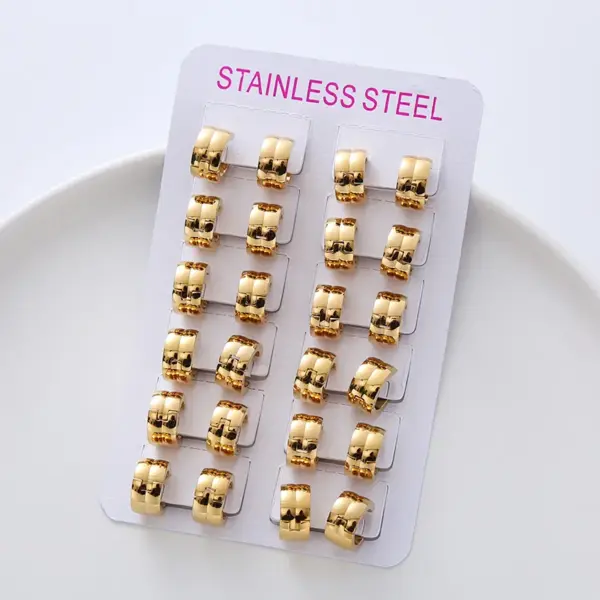 304 Stainless Steel Round Electroplating No Inlaid Imitation Gold Simple Style Waterproof Non Tarnish Polishing Gold Hoop Earrings