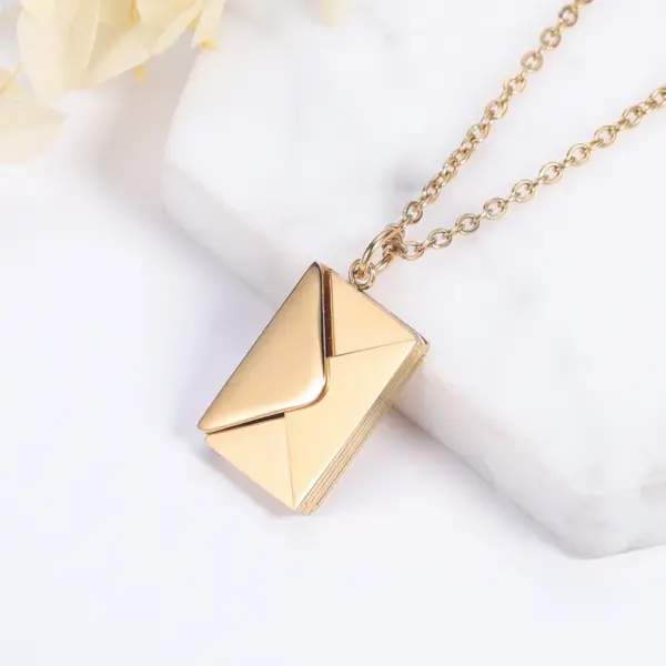 Wholesale Fashion Simple Style Envelope Letter Titanium Steel Carving Necklace