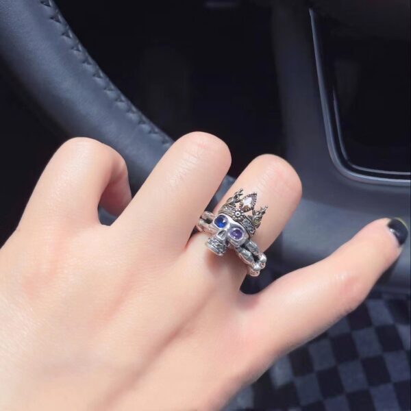 oly-ef2e2cca9548df1b1c39b7880d4af140 Wholesale Chiba King Skull Ring Thai Sier Blue Purple Zirconium Women's Trendy Light Luxury Niche Design Exquisite High-end Cold Style