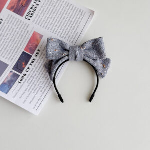 Gray dotted cotton and linen fabric headband
