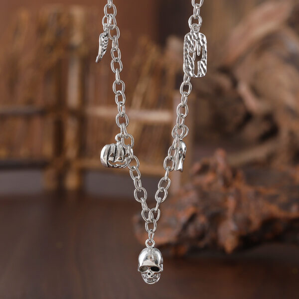 Wholesale Alloy Vintage Dark Skull Boots Pendant Necklace