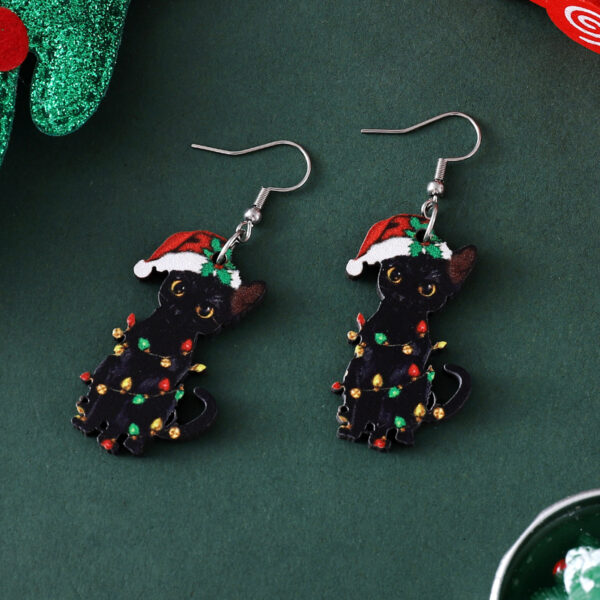 Wholesale Christmas pendant earrings wooden double-sided earrings