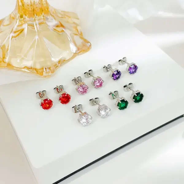 Wholesale PVD Coated 18K Gold Platinum Real Gold Plated Round 304 Stainless Steel Simple Style Waterproof Non Tarnish Ear Studs
