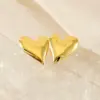 Wholesale 201 Stainless Steel 304 Stainless Steel Heart Shape Electroplating Stone-Free Imitation Gold Sweet Simple Style Multicolor-Golden Yellow Ear Studs