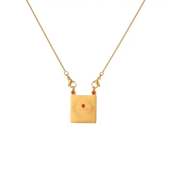 Wholesale Valentine's Day Gift Heart-shaped Souvenir Necklace Pendant Earrings High-end 304 Stainless Steel Jewelry Set 18K Real Gold Plated Vacuum Electroplating Natural Stone Zircon