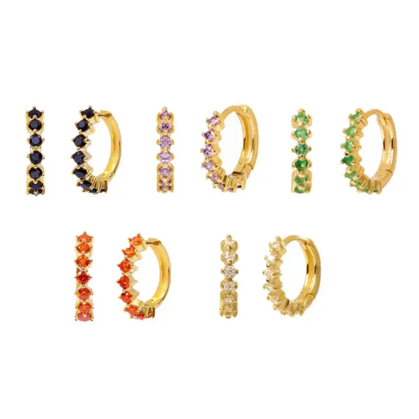 Wholesale Fashion Geometric Plating Metal Artificial Gemstones Copper Earrings