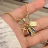 Wholesale Jewelry Casual Simple Style Cross Virgin Mary Copper Zircon 18K Gold Plated Plating Bracelets Necklace Ball Chain