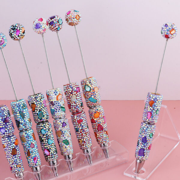 Wholesale Cross-Border Direct Selling Colorful Gemstone Diamond Beaded Pen Exotic Style Shell Diamond Decorative Beaded Pen DIY Jewelry Pen