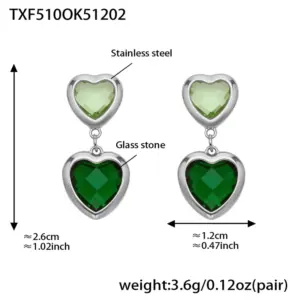 TXF510-Purple Faceted Stone Steel Color Earrings