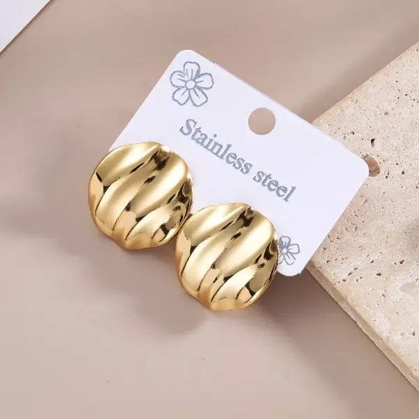 Wholesale 1 Pair/Package Casual Modern Style Sector Red Heart Diamond Plaid Polishing Plating 201 Stainless Steel 18K Gold Plated Earrings