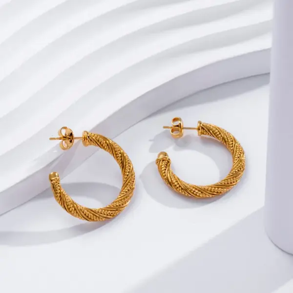 Wholesale 1 Pair Simple Style C Shape 304 Stainless Steel Ear Studs