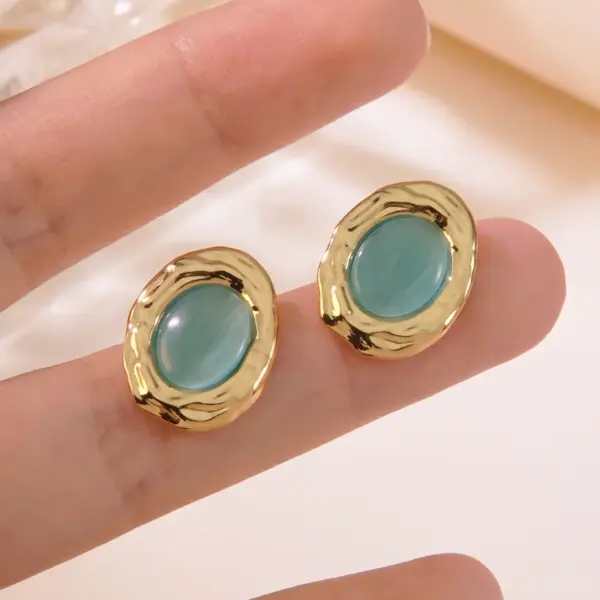 304 Stainless Steel Plastic Geometric Electroplating Imitation Gold Fairy Style Vintage Style Tropical Ear Studs