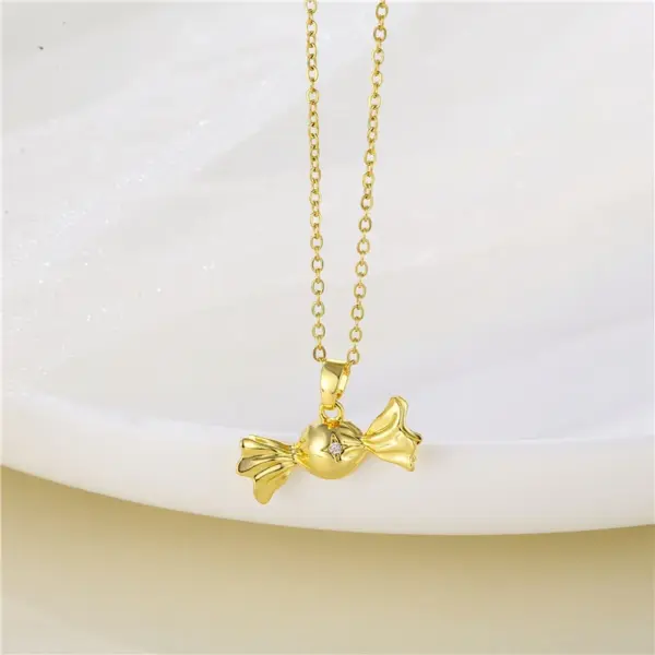 Water Plating Vacuum Plating Real Gold Plated 18K Gold Christmas Tree Heart Shape Flower 304 Stainless Steel Titanium Steel Korean Style Waterproof Non Tarnish 201 Stainless Steel Pendant Necklace