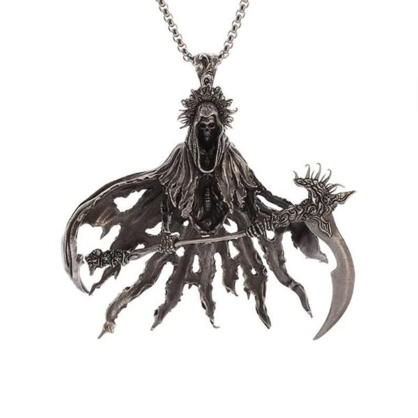 Wholesale Hell Death Scythe Death Coming Necklace American Street Handsome Hip Hop Trend Punk Locomotive High Sense