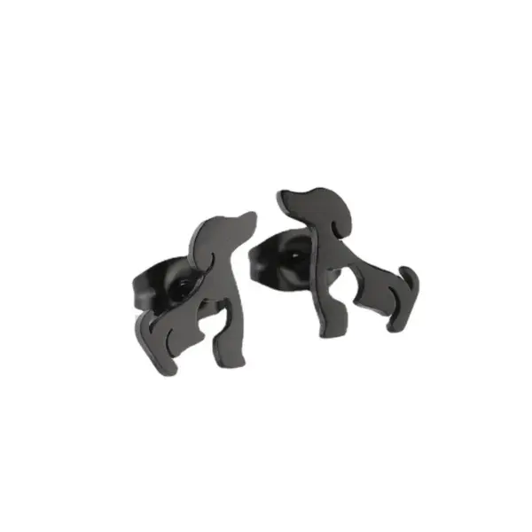 oly-ef6e661f785dd7eff34e8a6a30ebb8b4 Wholesale PVD Coated 18K Gold Real Gold Plated Dog 304 Stainless Steel Simple Style Waterproof Non Tarnish Ear Studs