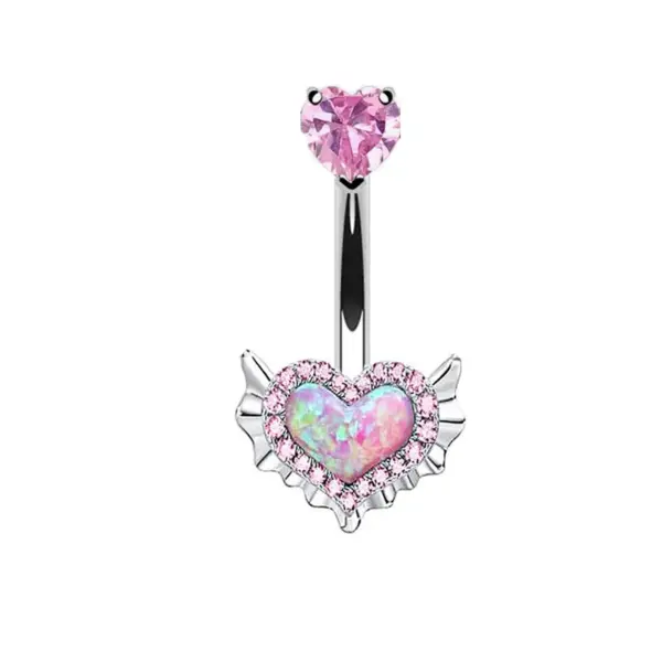 Wholesale Casual Heart Shape Stainless Steel Plating Inlay Artificial Gemstones Nipple Ring Belly Ring Nose Ring