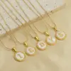 Wholesale Fashion Letter Titanium Steel Inlay Shell Pendant Necklace 1 Piece